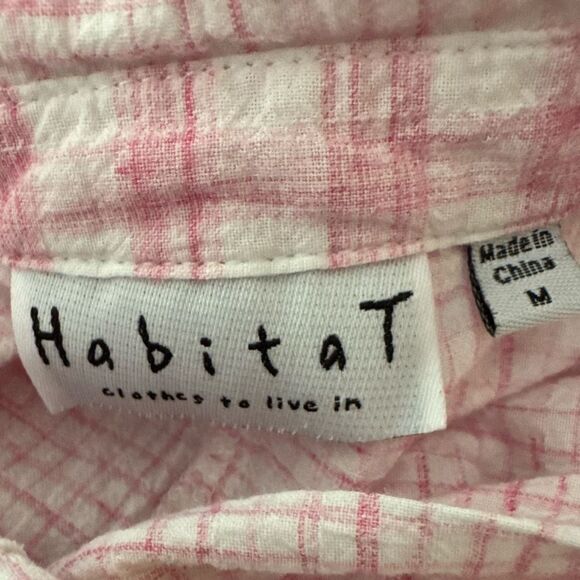 Habitat Pink Plaid Button-Up Shirt Size Medium - Picture 3 of 4